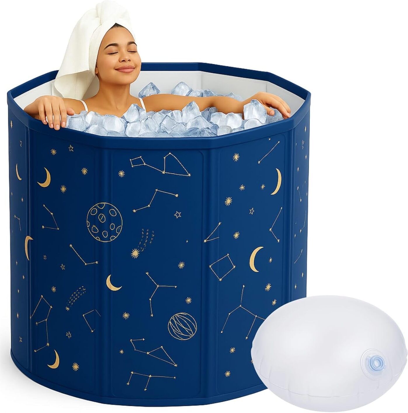 Ice Bath Tub for Adults, Cold Plunge with Insulated Cover & Air Pump Portable Collapsible Bath Tub | Foldable Space Saving Bathing Tub with Drain Plug Free-standing Bathtub-image-24