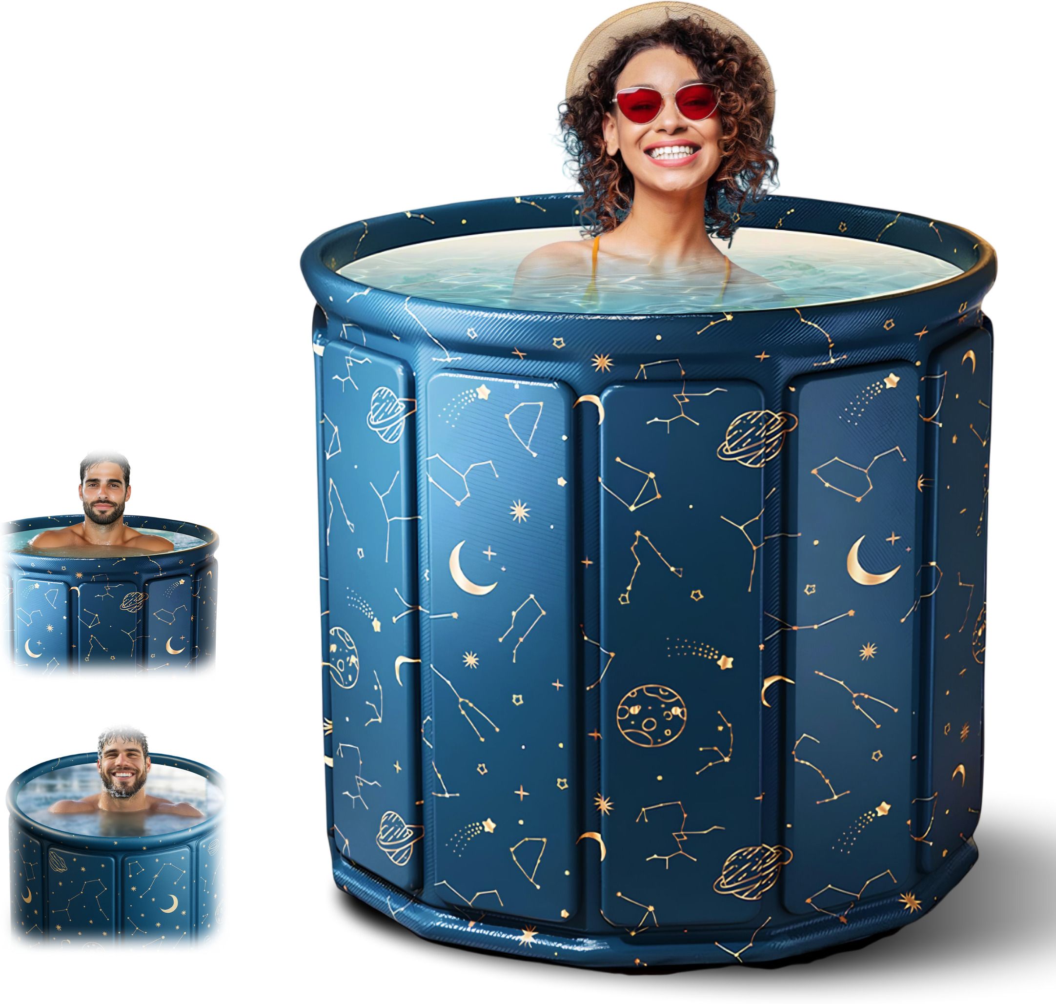 Insulated Ice Bath Tub for Adults Large Inflatable Bath Tub with Temperature Retention Technology, Quick Drain System, Foldable Portable Soaking Tub for Bathroom, Gym Recovery & Home Spa Use Free-standing Bathtub