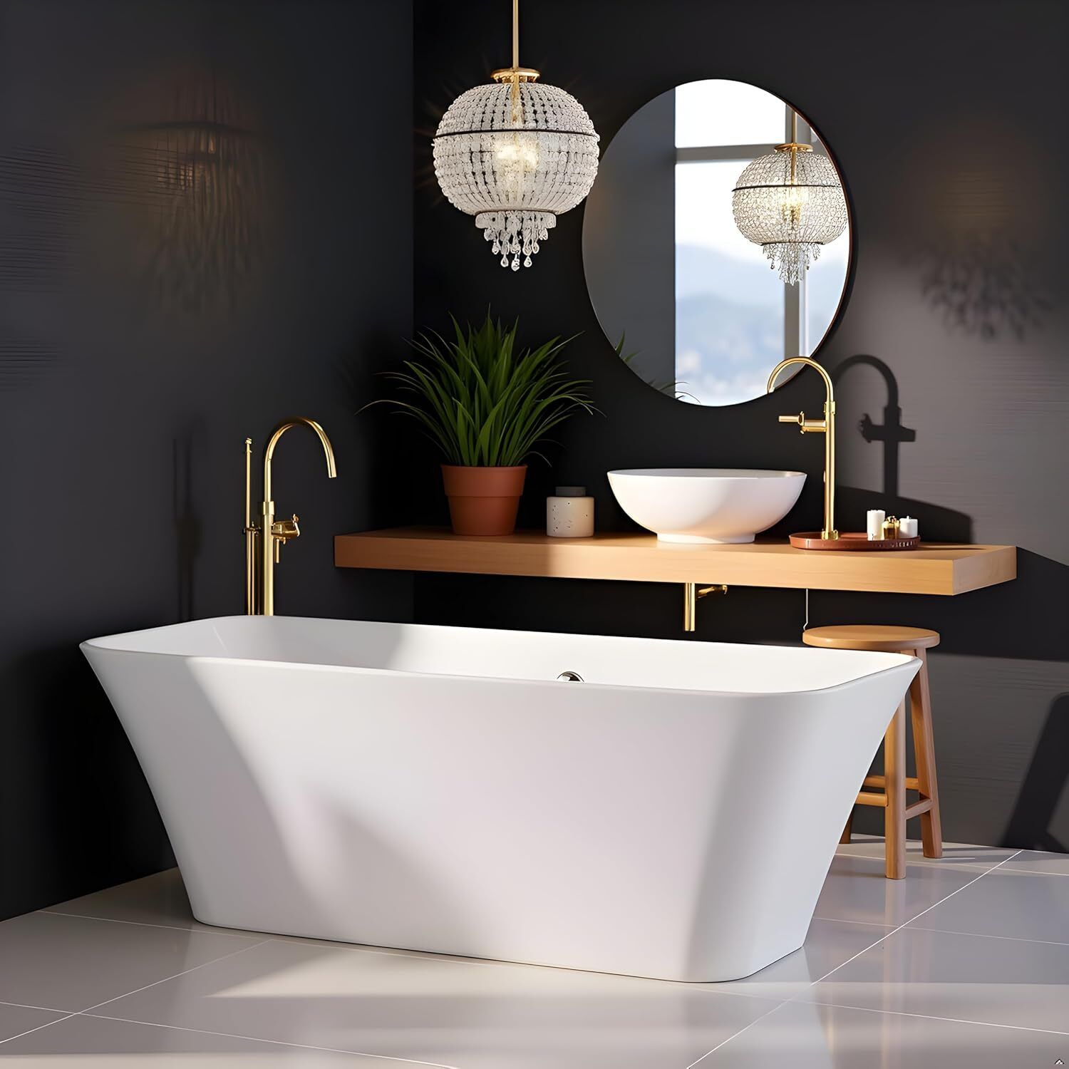 ERIS Acrylic Free Standing Bathtub - White 150cm ERIS Acrylic Freestanding Bathtub | White Glossy Finish | Luxury Soaking Bath Tub 150cm Free-standing Bathtub-image-5