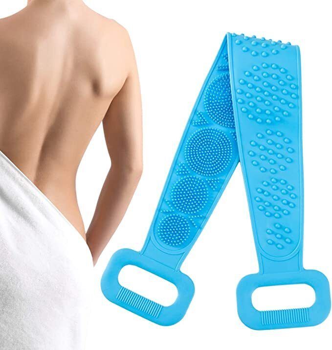 Silicone Back Scrubber Belt Soft Body Massage Cleaning Exfoliating Bath-Brush Free-standing Bathtub
