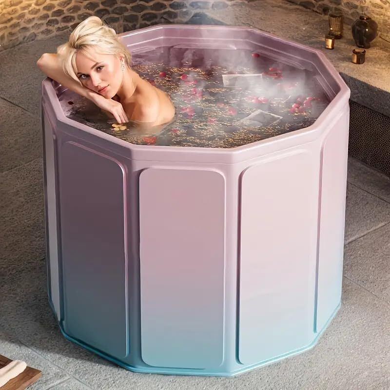Portable Foldable Ice Bath Tub for Athletes-Fast Muscle Recovery Portable Bath Tub for Adults - Fordable Cold Plunge Tub for Recovery Free-standing Bathtub