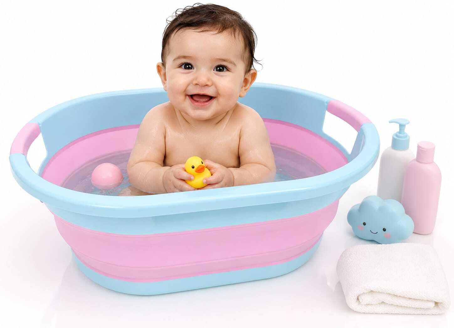 baby bath tub Foldable Baby Bathtub for Newborns & Toddlers (0–3 Years) Free-standing Bathtub