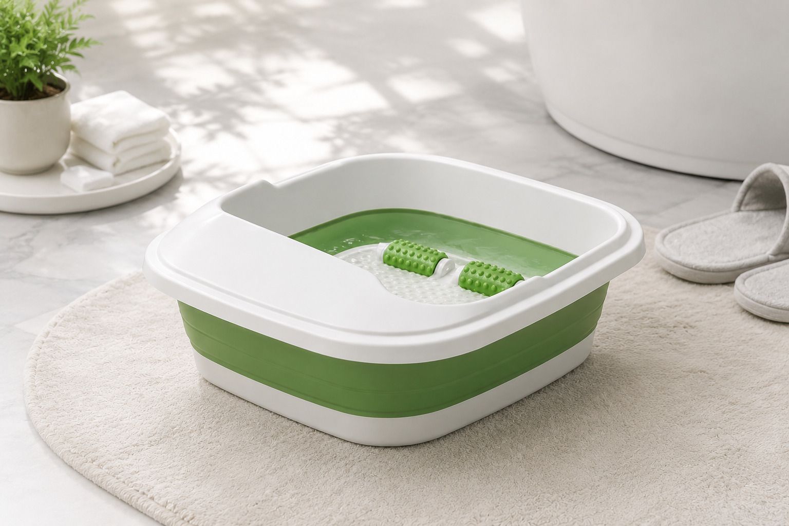 Foldable Foot Spa Tub with Massage Rollers | Portable Foot Soak Basin for Home | Blood Circulation & Stress Relief Bathtub | Free-standing Bathtub-image-7