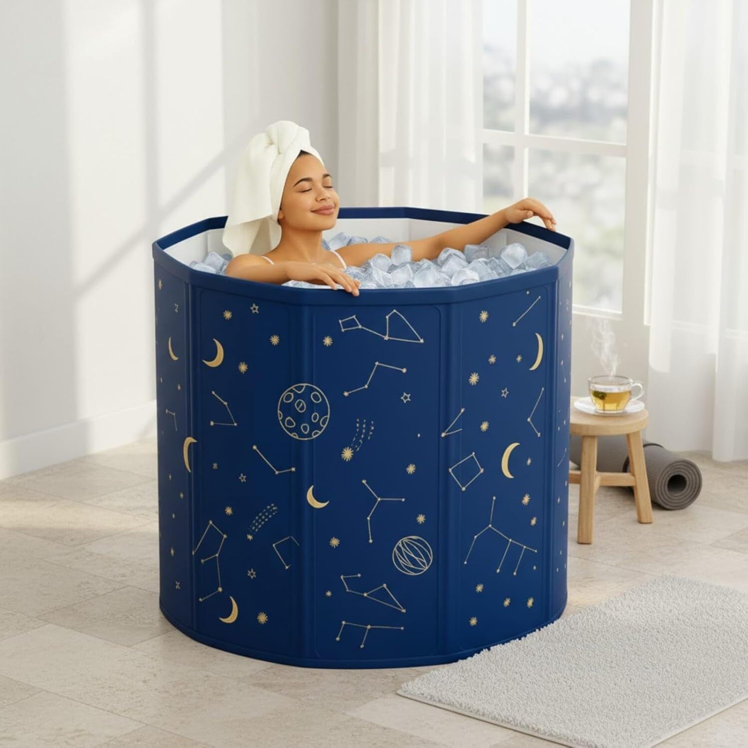 foldable bathtub Portable Foldable Bath Tub with Drainage Hole Free-standing Bathtub-image-15