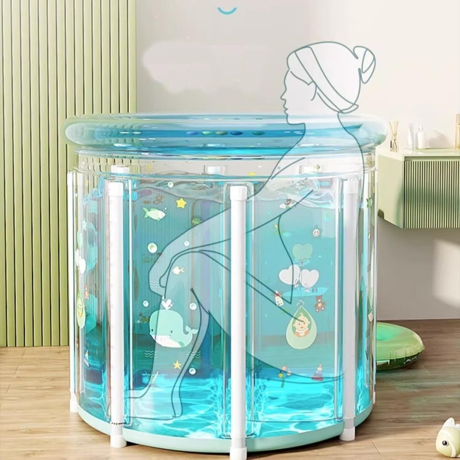 Folding Bathtub - Thick Safe PVC Inflatable Bath Tub | Adjustable Bathroom SPA Soaking Tub for Kids Adults, Portable Tub for Hot Bath & Ice Bath Drop-in Bathtub-image-32