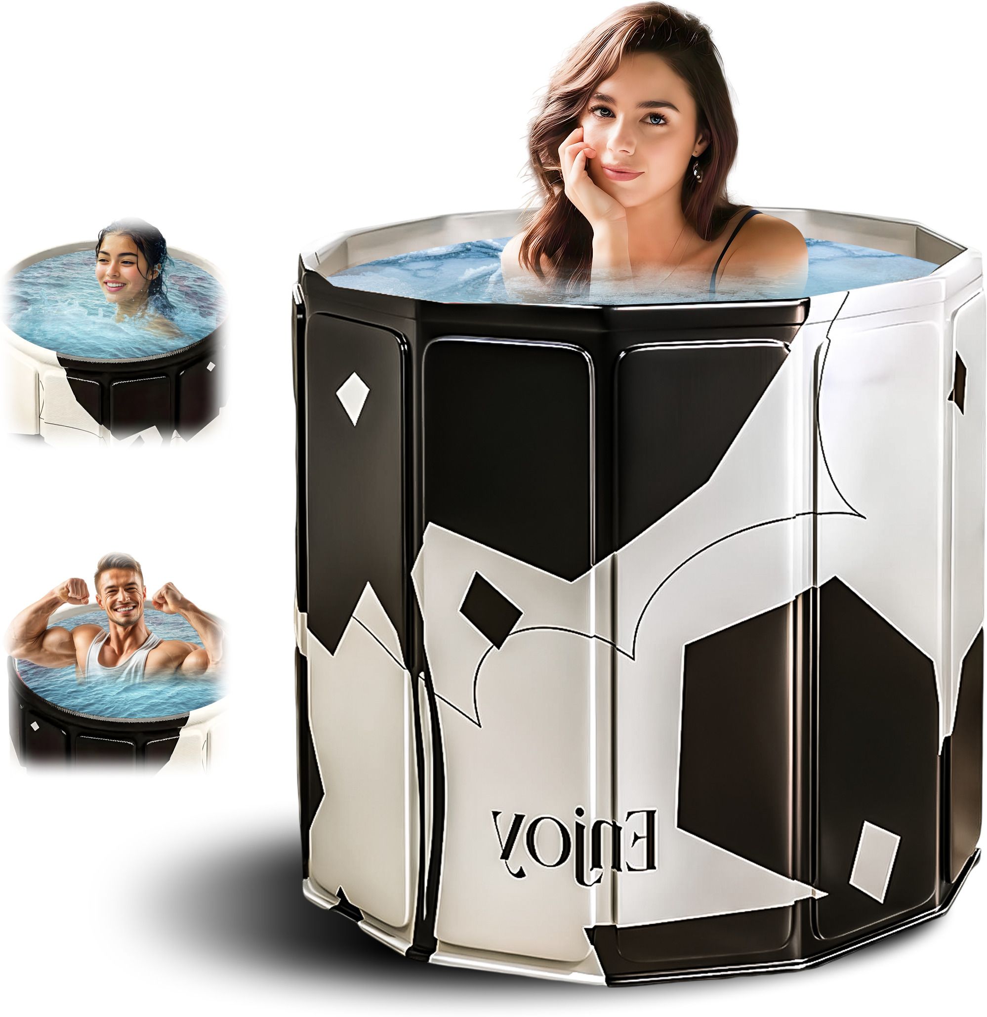 Insulated Ice Bath Tub for Adults Large Inflatable Bath Tub with Temperature Retention Technology, Quick Drain System, Foldable Portable Soaking Tub for Bathroom, Gym Recovery & Home Spa Use Free-standing Bathtub