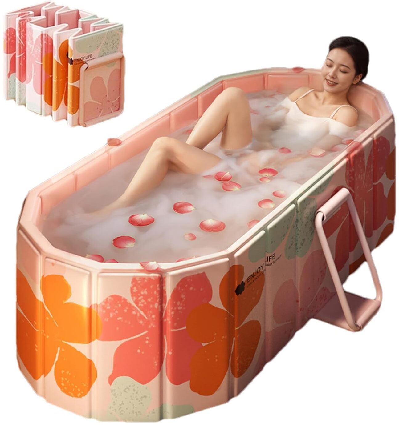 VJ - 2236 Foldable Flower Design Bathtub for Adults Kids | Portable Bath Tub Home Free-standing Bathtub