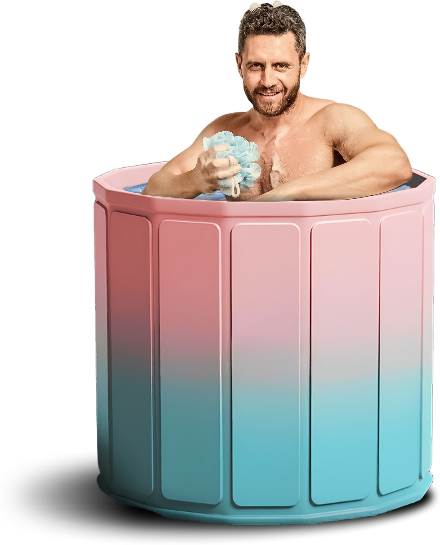 Portable Ice Bath Barrel for Adults Thickened Insulated Bath Tub with Quick Drain System, Large Foldable Soaking Tub for Bathroom Hot Water Bath & Cold Water Recovery Therapy Free-standing Bathtub
