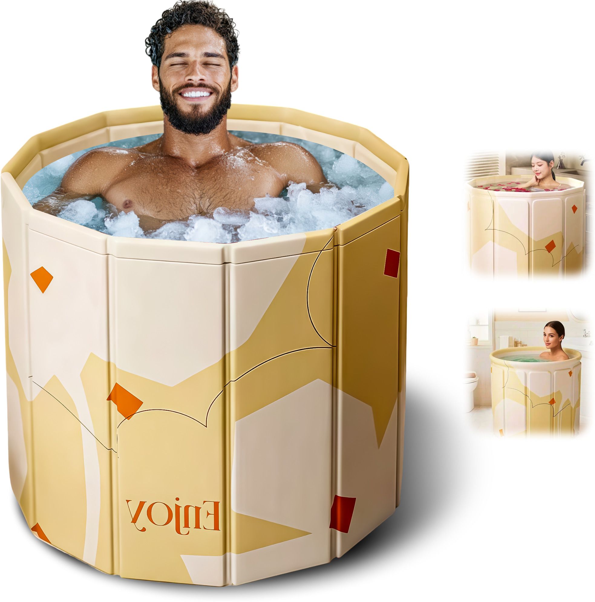 Thickened Ice Bath Tub for Adults nflatable Bath Tub for Adult Bathroom, Hot & Cold Temperature Retention, Easy Drainage Hole Design Free-standing Bathtub