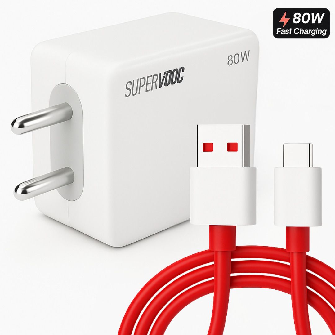 TechBlaze 80 W SuperVOOC 7.3 A Wall Charger for Mobile with Detachable Cable