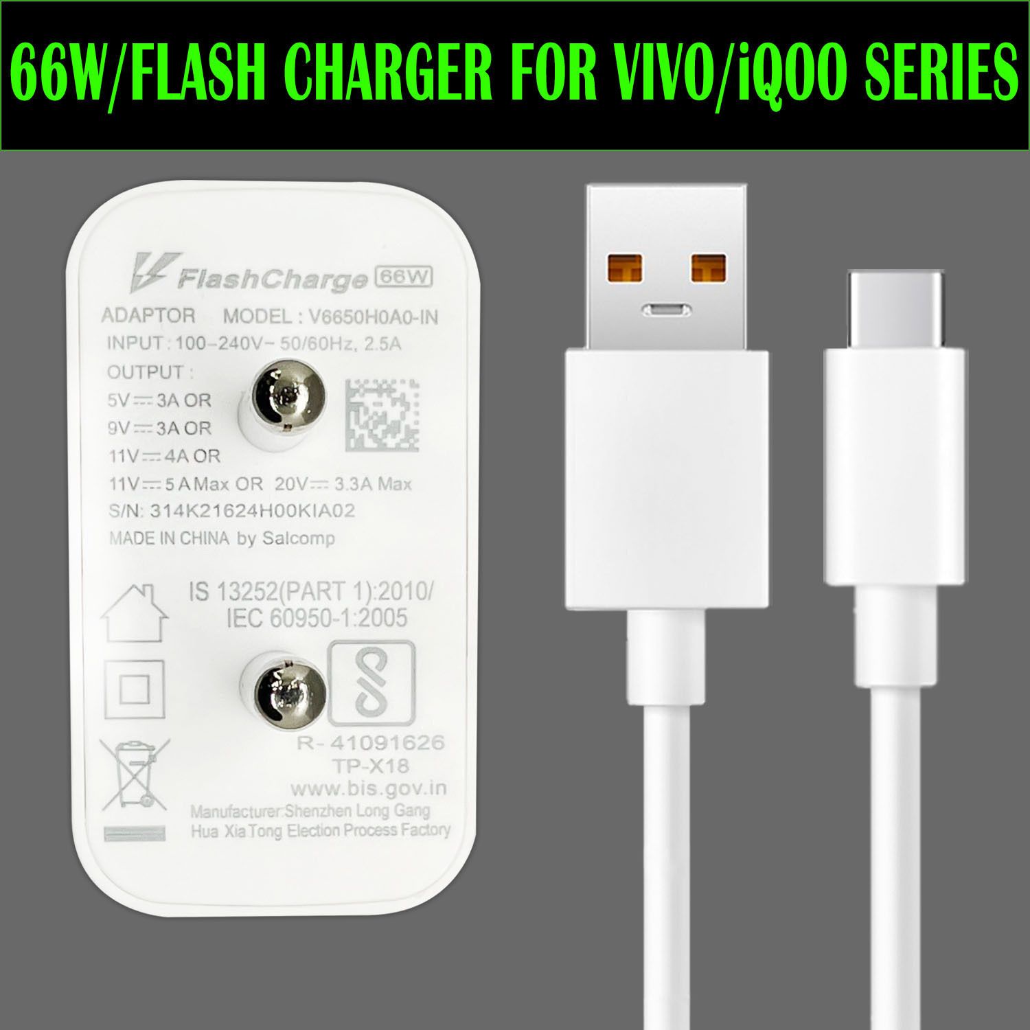 BUXER 66 W Quick Charge 6 A Wall Charger for Mobile with Detachable Cable-image-49