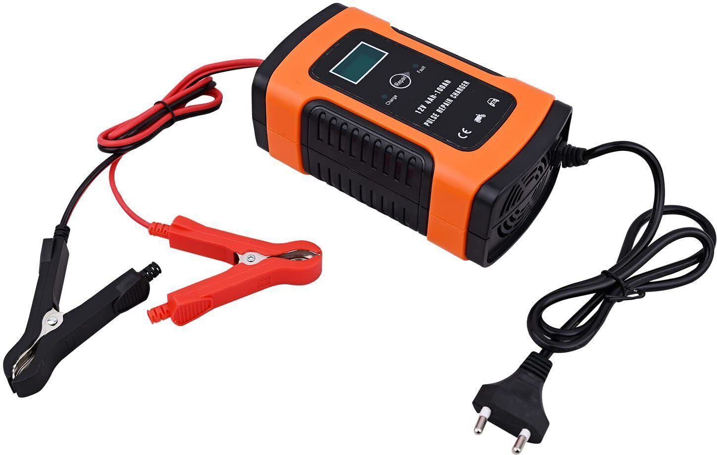 Automatic Smart Battery Charger with LCD Display 10 ft Battery Jumper Starter