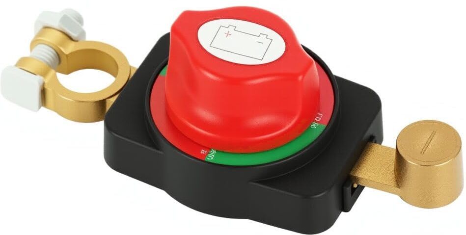 toolbux 12-48V Battery Disconnect Switch Top Post Pure Copper Kill Switch for Cars 1 Car Dash Switch Panel-picture-1