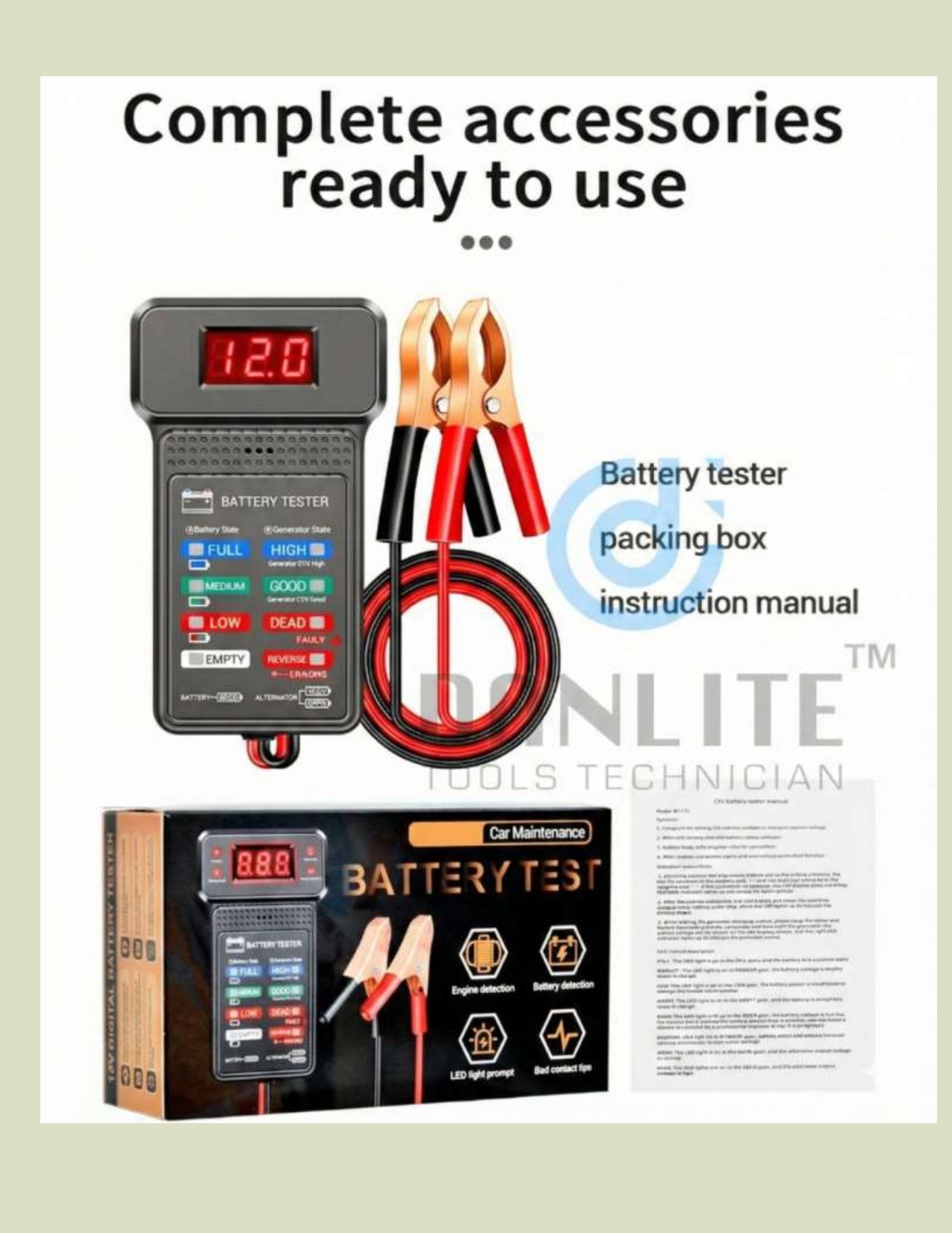 danlite Multi-Vehicle Battery Tester 4 Pin 5 Pin with Digital Display Digital Battery Tester-picture-24
