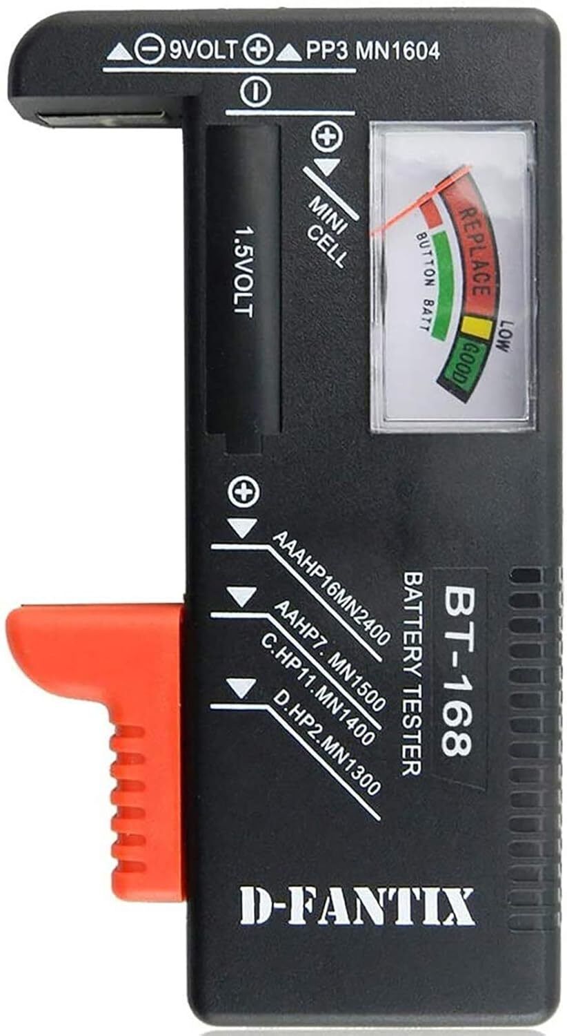 D-FantiX Black Olive Battery Tester Universal Battery Checker (Model: BT-168) Analog Battery Tester
