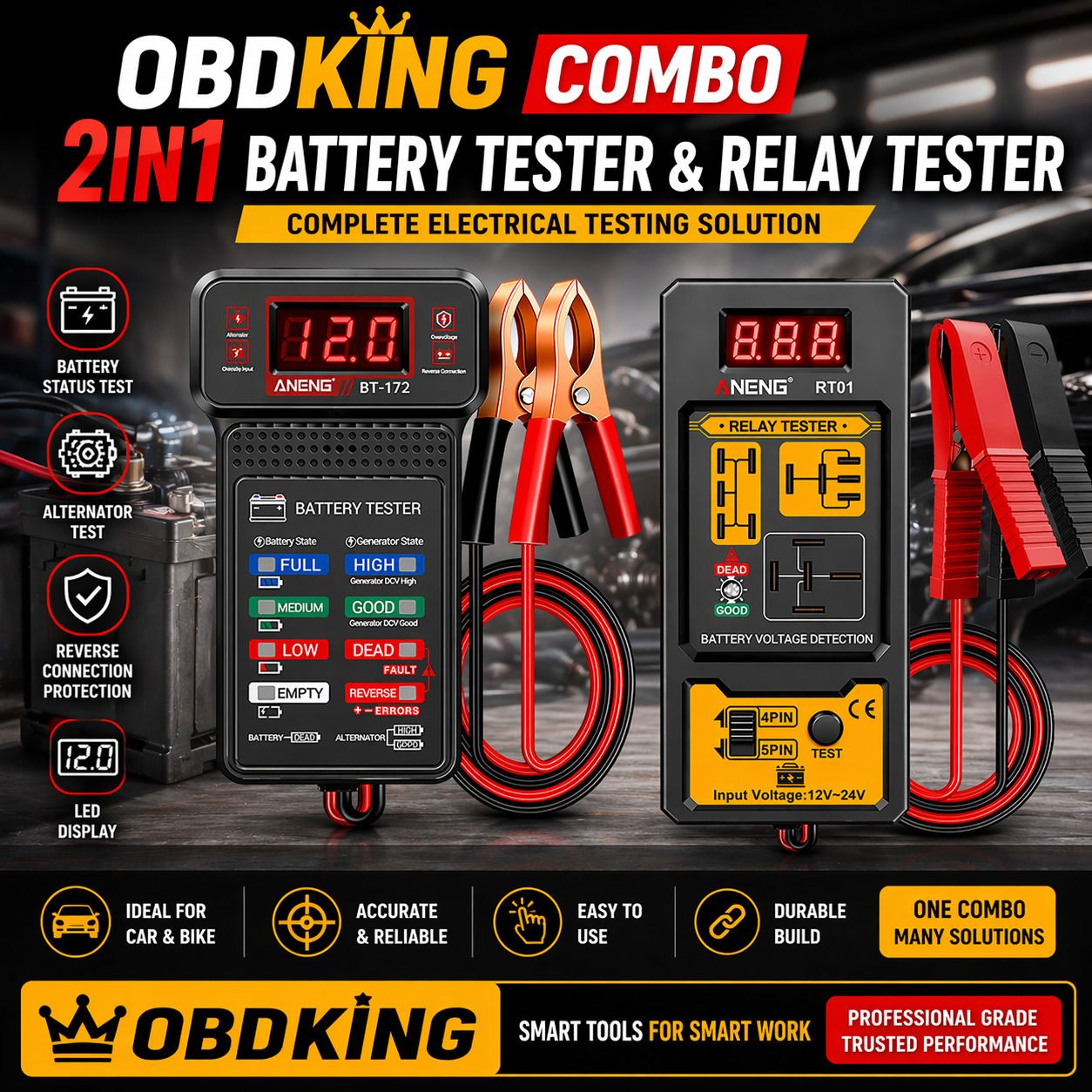 Battery Tester and Digital Relay Tester Combo 12V 24V Test Tool Digital Battery Tester-image-28