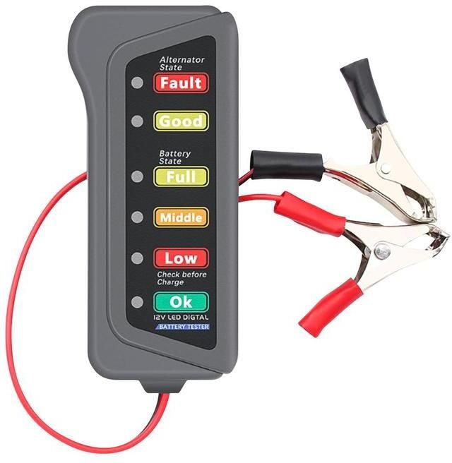 qm store Battery Health Tester 12V Digital Voltage 6 LEDs Analyzer Motorcy Digital Battery Tester-picture-4