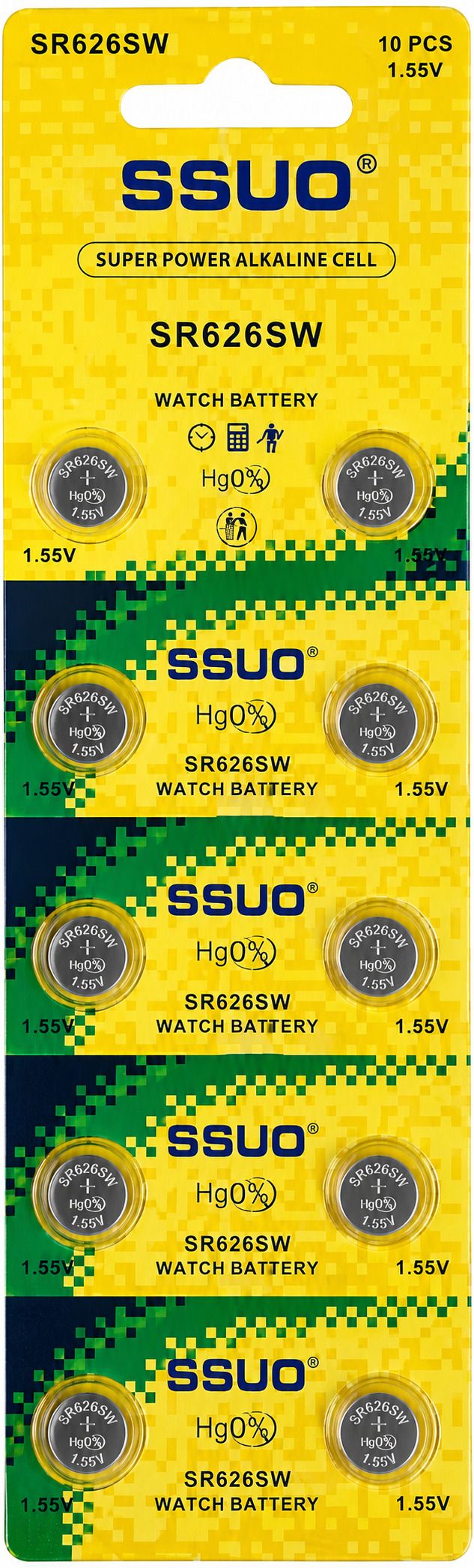 synergy SSUO1.5V Alkaline button cell Batteries 377A, SR/LR626SW - Pack of 10 Battery-picture-4