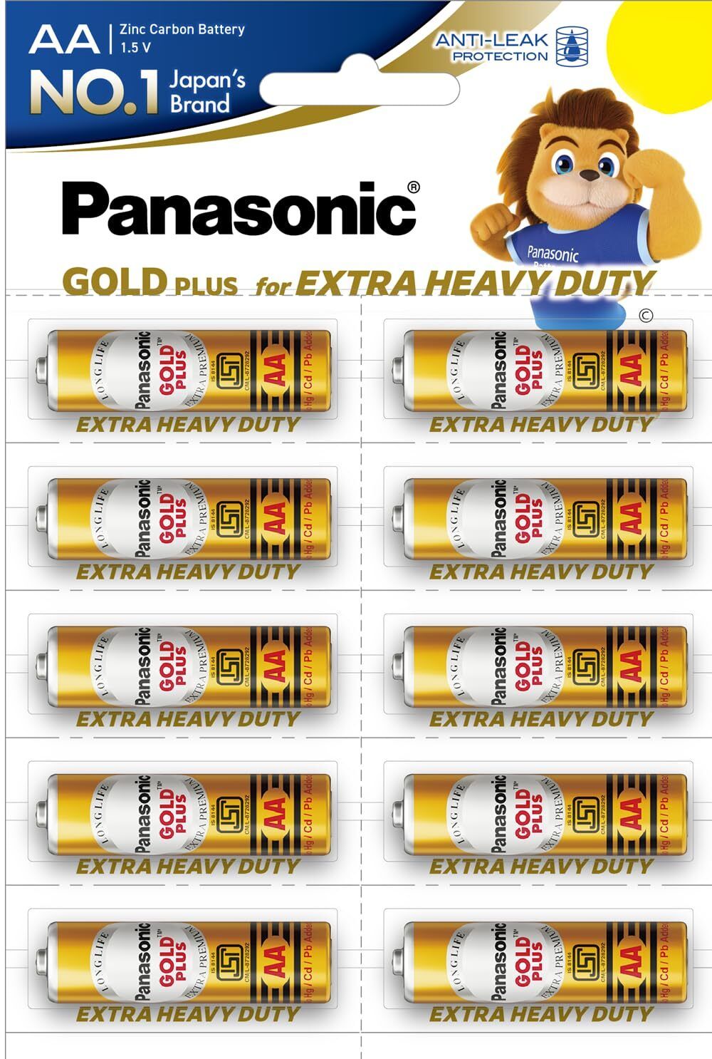 panasonic Gold Plus Zinc Carbon 1.5V AA Batteries Battery-picture-34