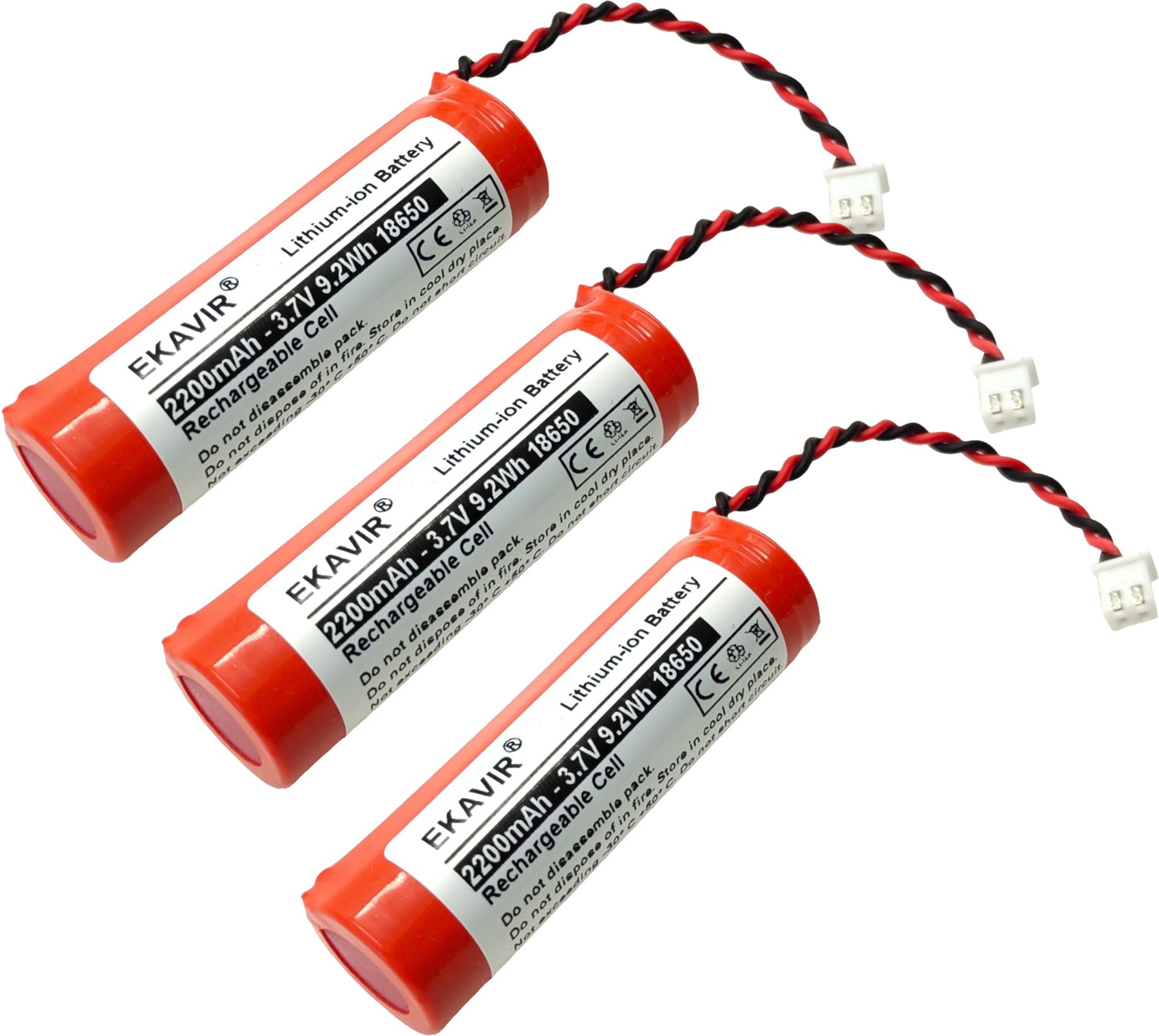 ekavir 18650 Lithium-ionCell 2200mAh, 3.7V with 2 Pin WiredBattery-picture-12