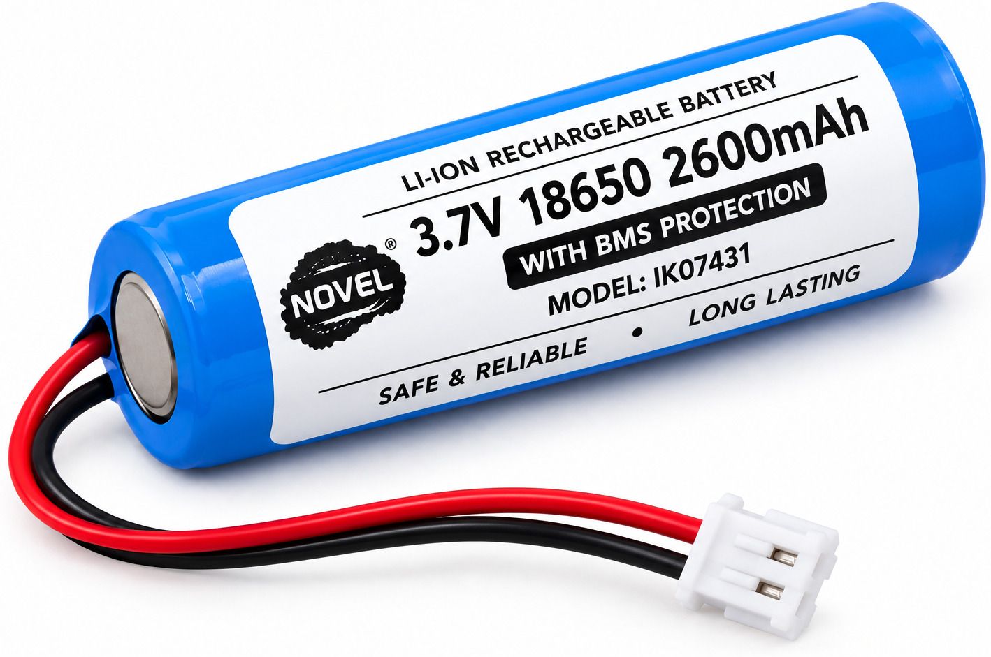 novel 3.7V 2600mAh 18650 Li-Ion Rechargeable with JST 2-Pin Connector & BMS Protection Battery-picture-24