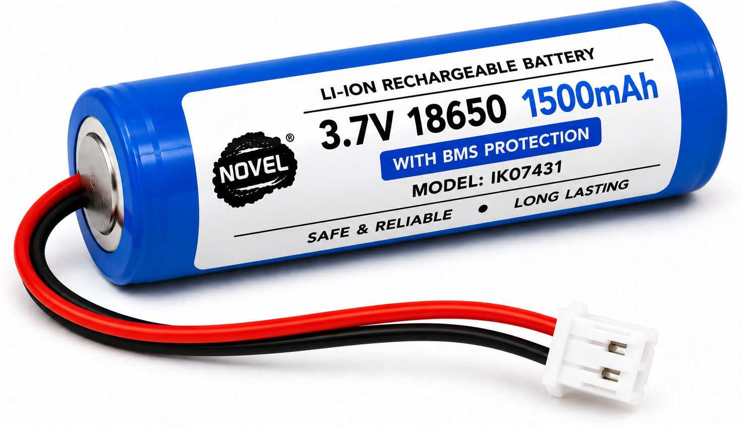 novel 3.7V 1500mAh 18650 Li-Ion Rechargeable with JST 2-Pin Connector & BMS Protection Battery-picture-25