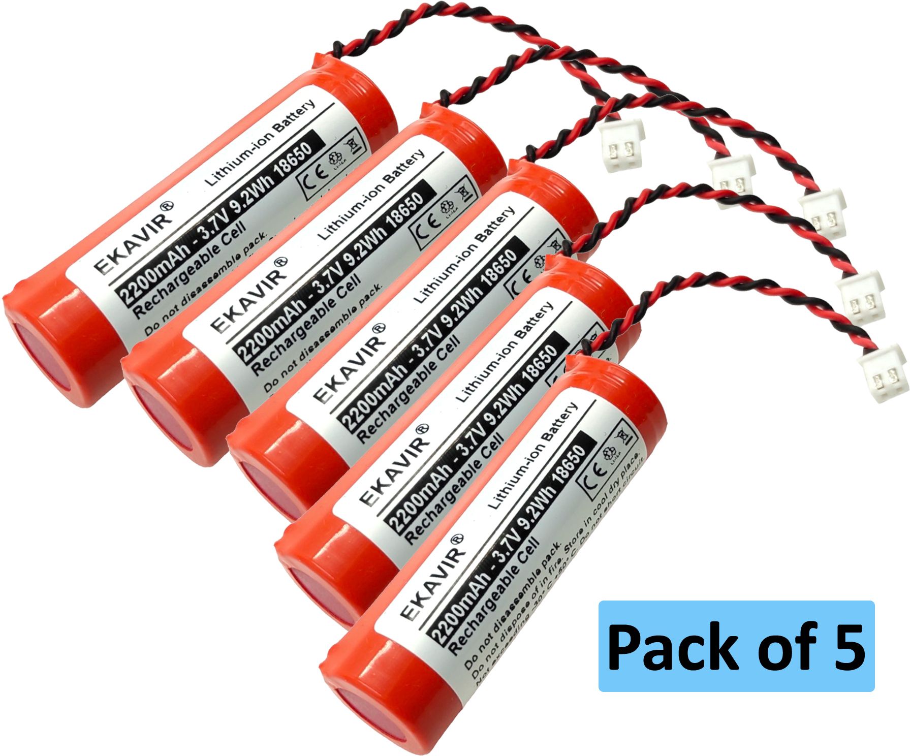 ekavir 18650 for Electronics: 2200mAh 3.7V with Wired 65x18mm Battery-picture-10