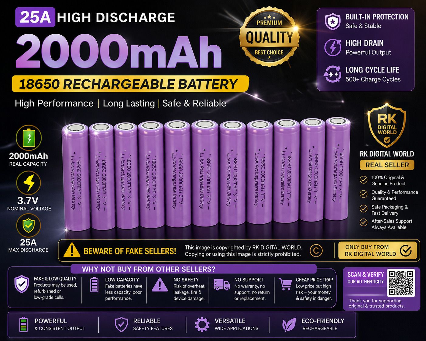 rkdigitalworld 18650 BEST QUALITY2000MAH BATTERY P-10 Battery-picture-18