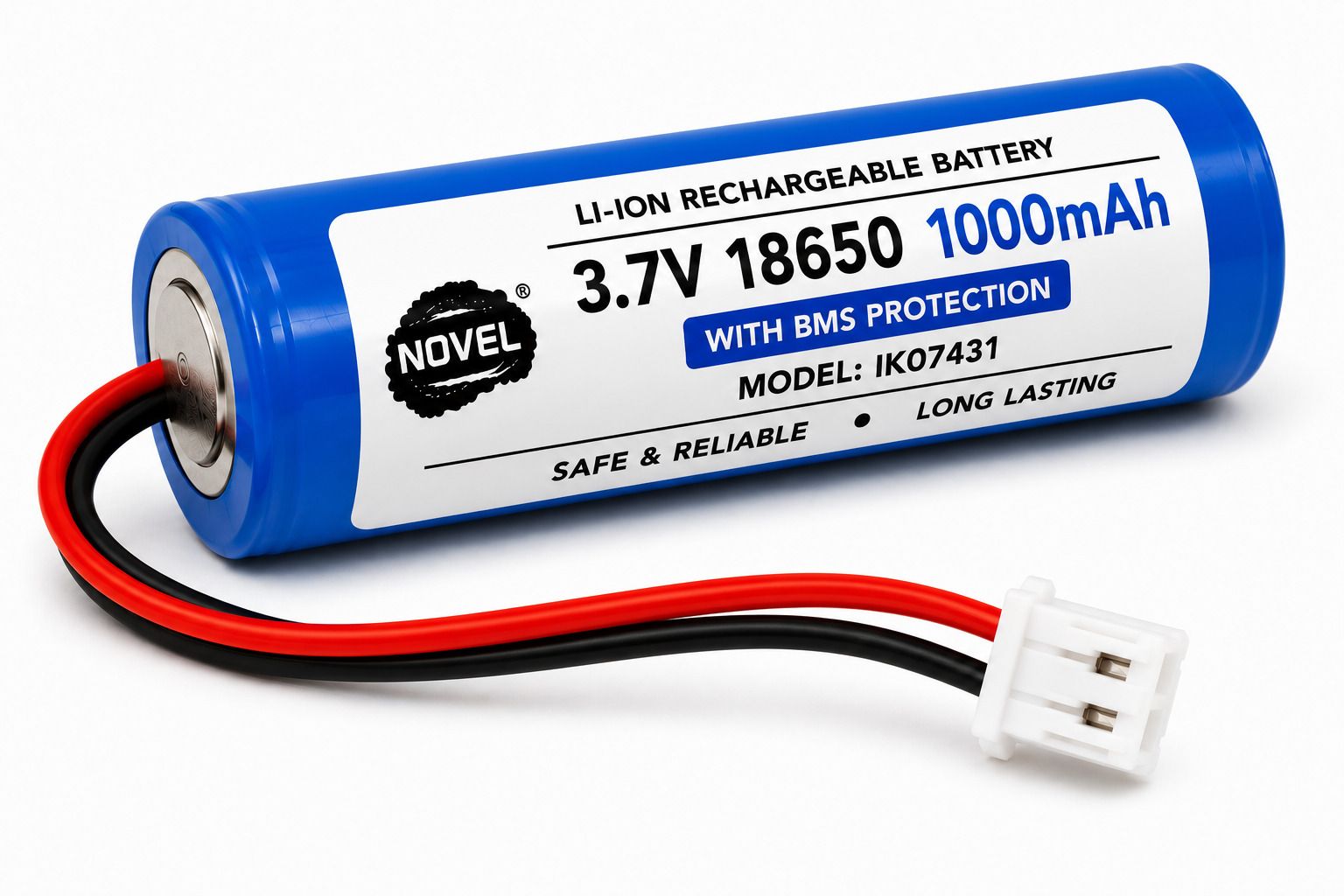 novel 3.7V 1000mAh 18650 Li-Ion Rechargeable with JST 2-Pin Connector & BMS Protection Battery-picture-23