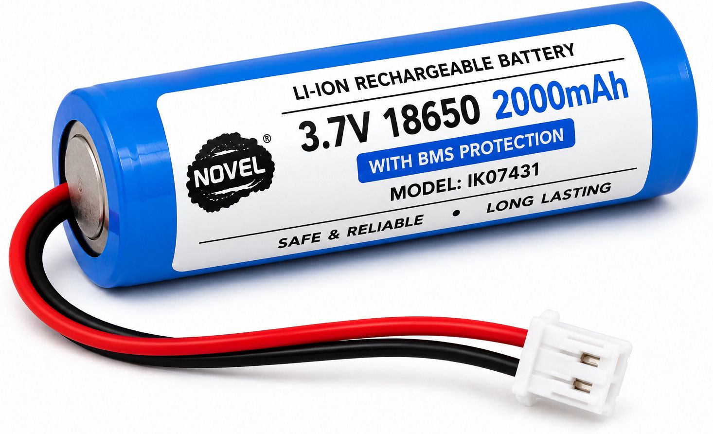 novel 3.7V 2000mAh 18650 Li-Ion Rechargeable with JST 2-Pin Connector & BMS Protection Battery-picture-22