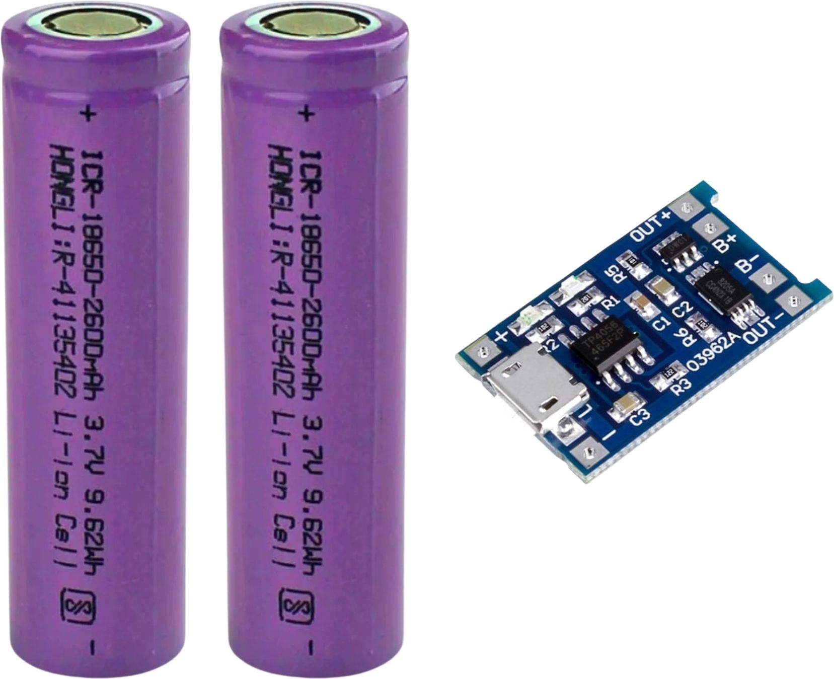 electroglobal 2600mAh 3C Pack (Pack of 2) with TP4056 Charging Module Battery-picture-38