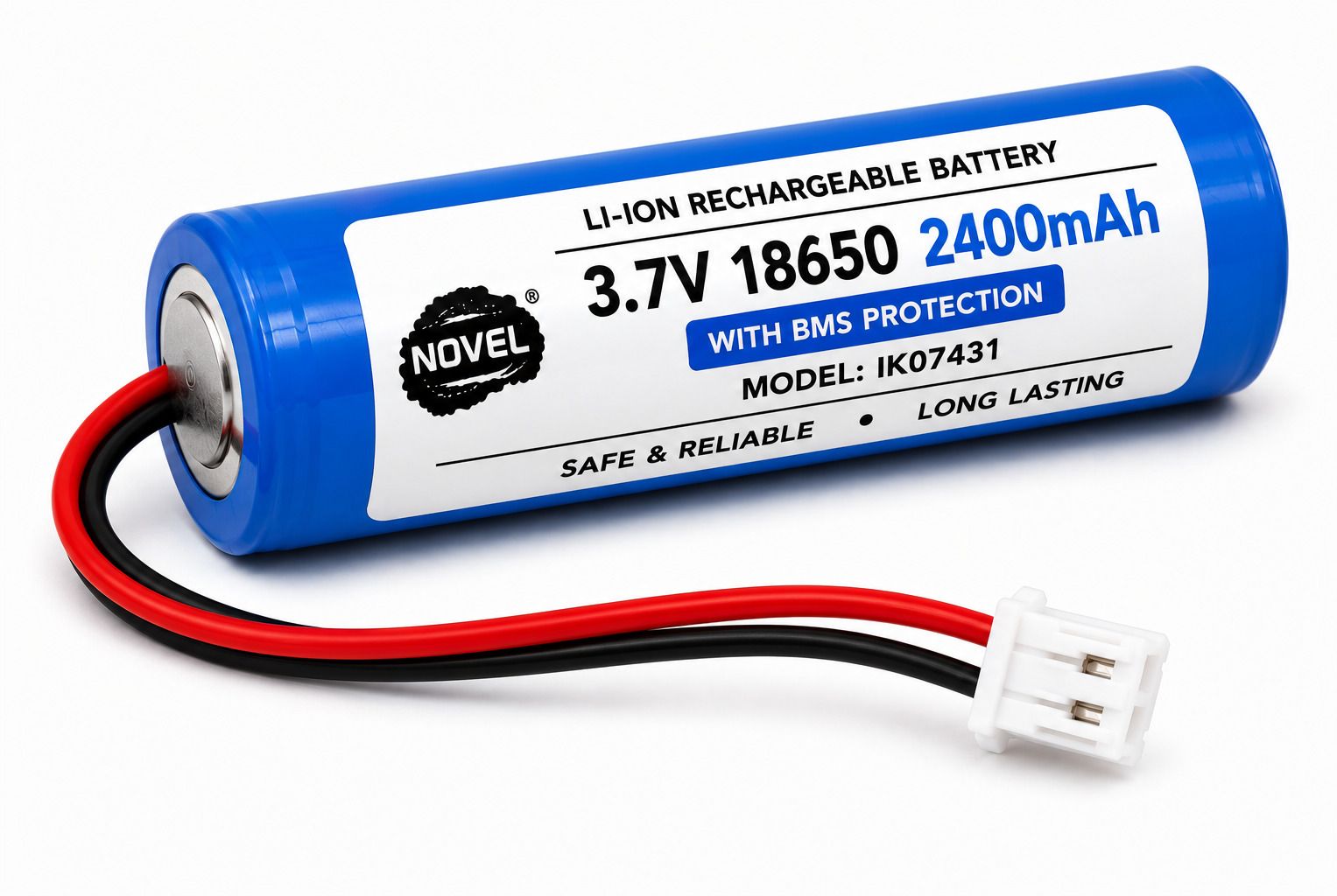 novel 3.7V 2400mAh 18650 Li-Ion Rechargeable with JST 2-Pin Connector & BMS Protection Battery-picture-16