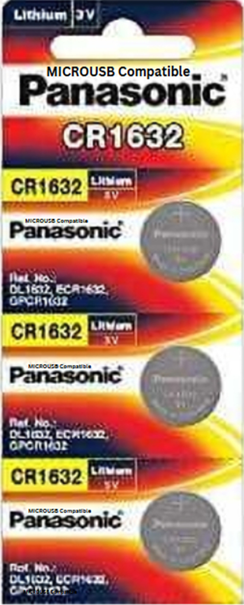 microusb CR1632 3V Lithium Coin Cell Battery image 1