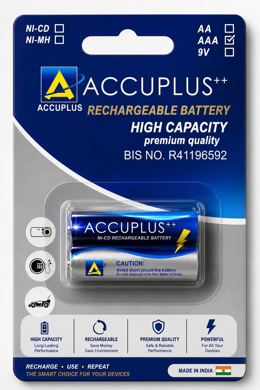 AAA Rechargeable 1100mAh 1.2V | Pack of 2 Low Self Discharge - ACCU Battery-image-48