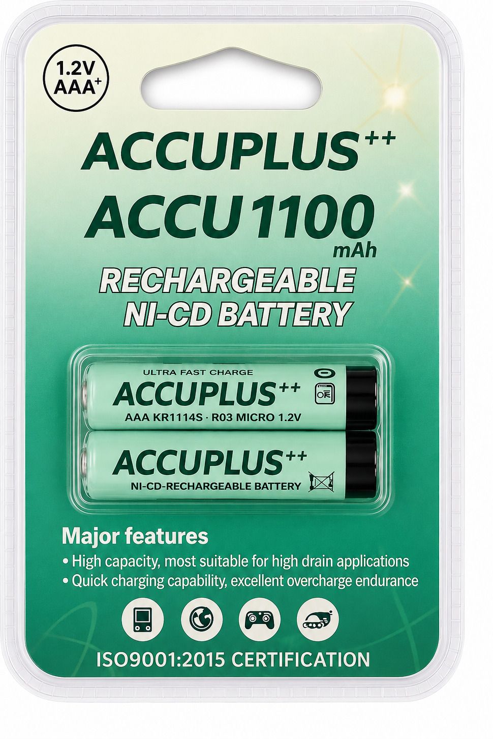 AAA Rechargeable 1100mAh | Pack of 2 | Low Self Discharge - VIPPO Battery-image-2