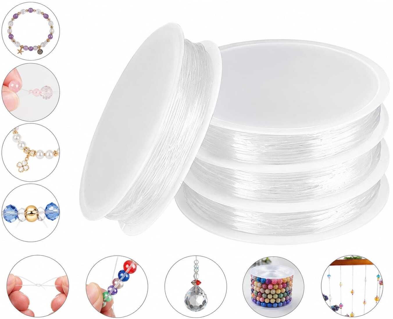 0.8mm Clear Elastic Cord for Bracelets Necklace Jewelry Making Beading DIY Craft White Beading Wire-image-39