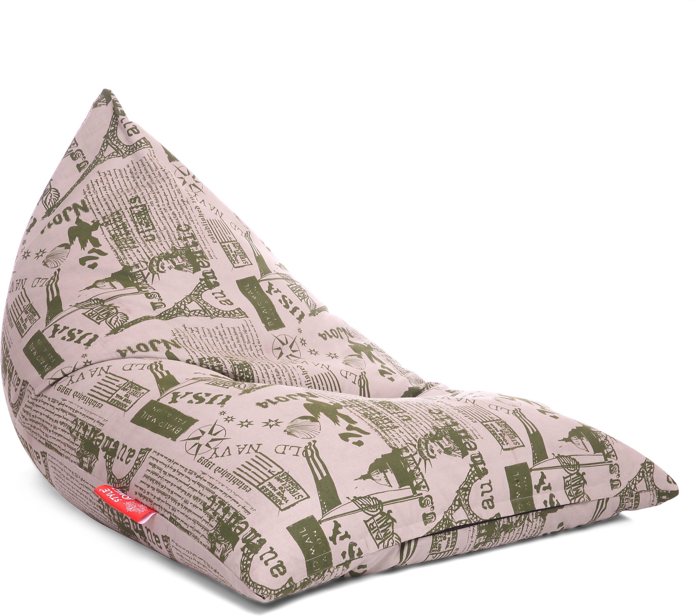 XXL Pyramid Cotton Canvas Abstract Printed Lounger Bean Bag With Bean Filling-image-21