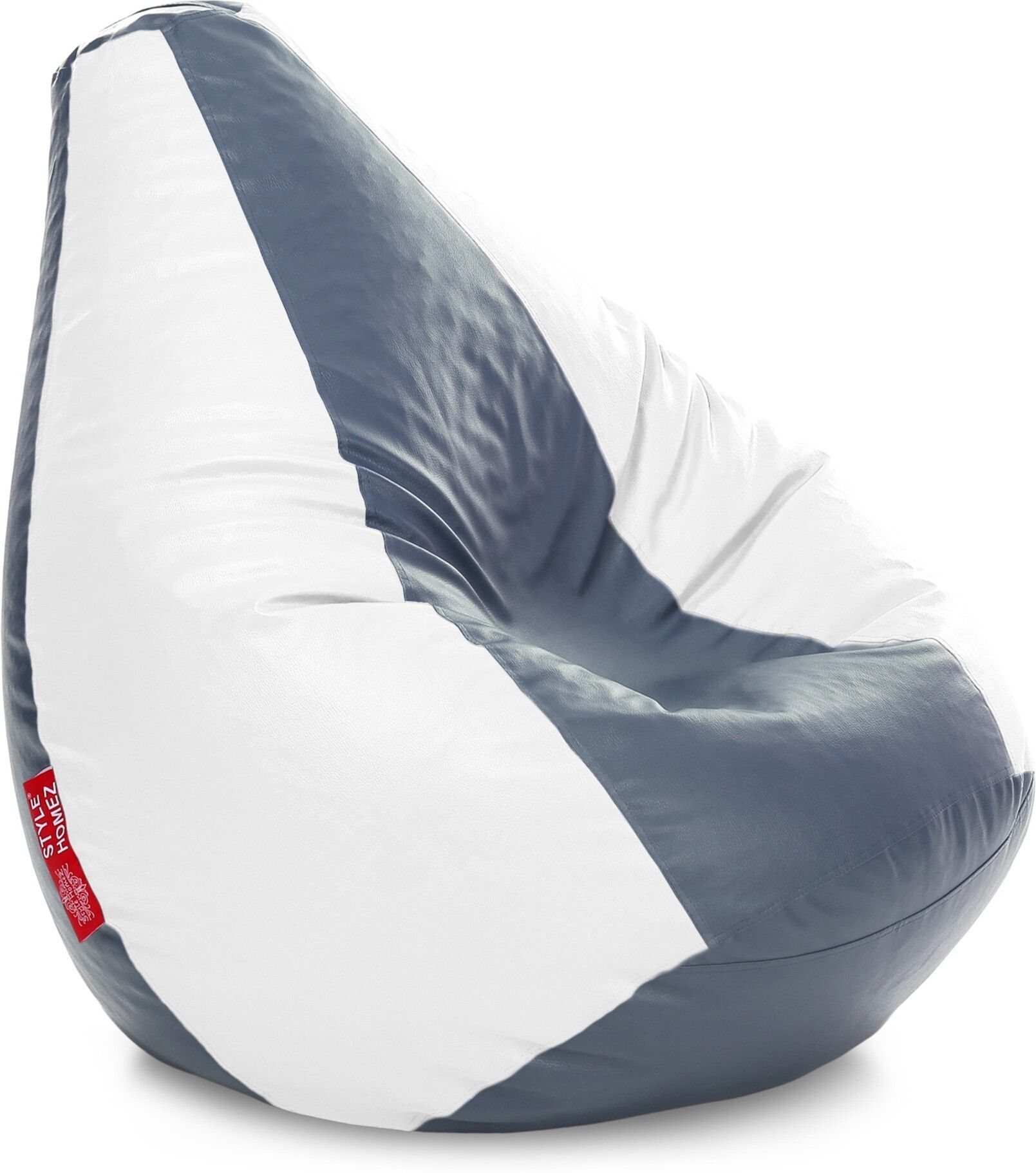 style homez XXXL Premium Leatherette Classic Grey White Color Teardrop Bean Bag With Bean Filling-picture-14