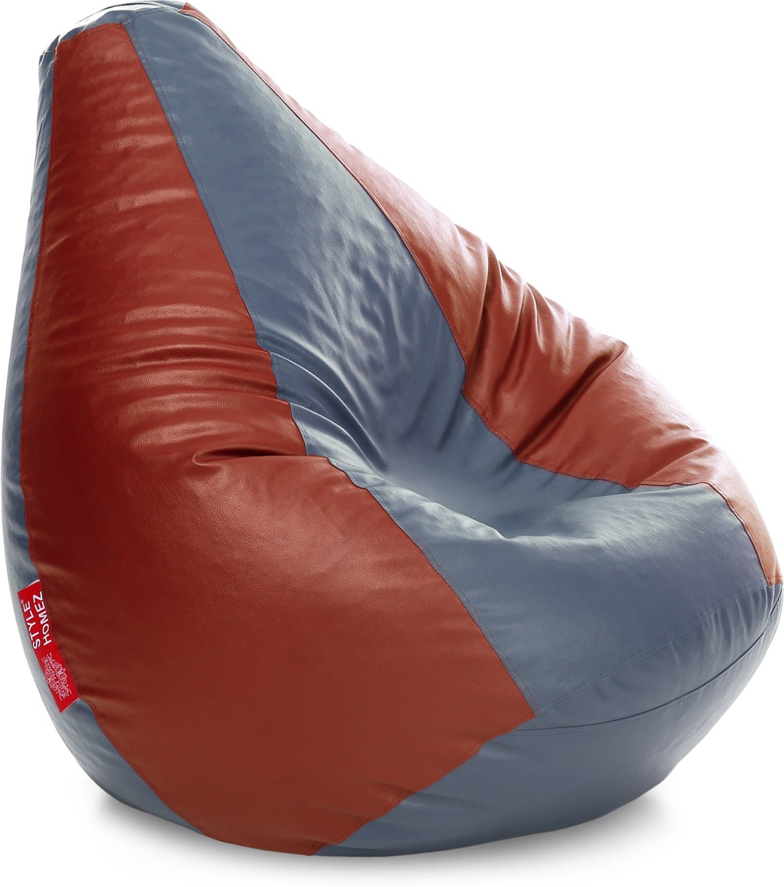 style homez XXXL Premium Leatherette Classic Grey Tan Color Teardrop Bean Bag With Bean Filling-picture-9