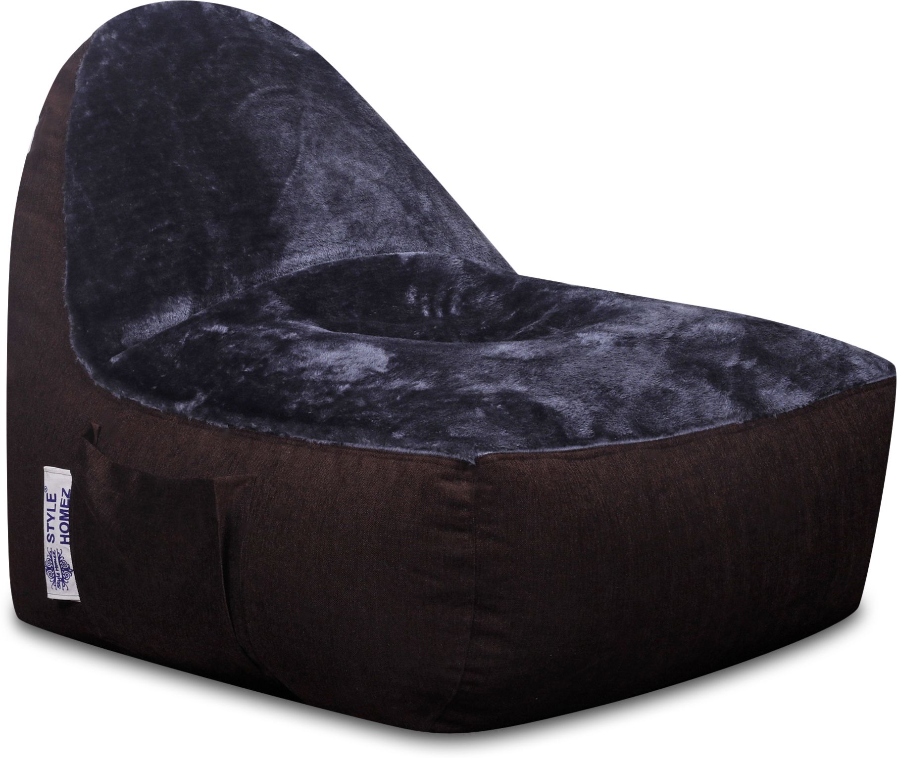 XXL Urban Design LUXE FUR, Premium Velvet Fabric Shade Brown & Grey FUR Bean Bag Chair With Bean Filling-image-5