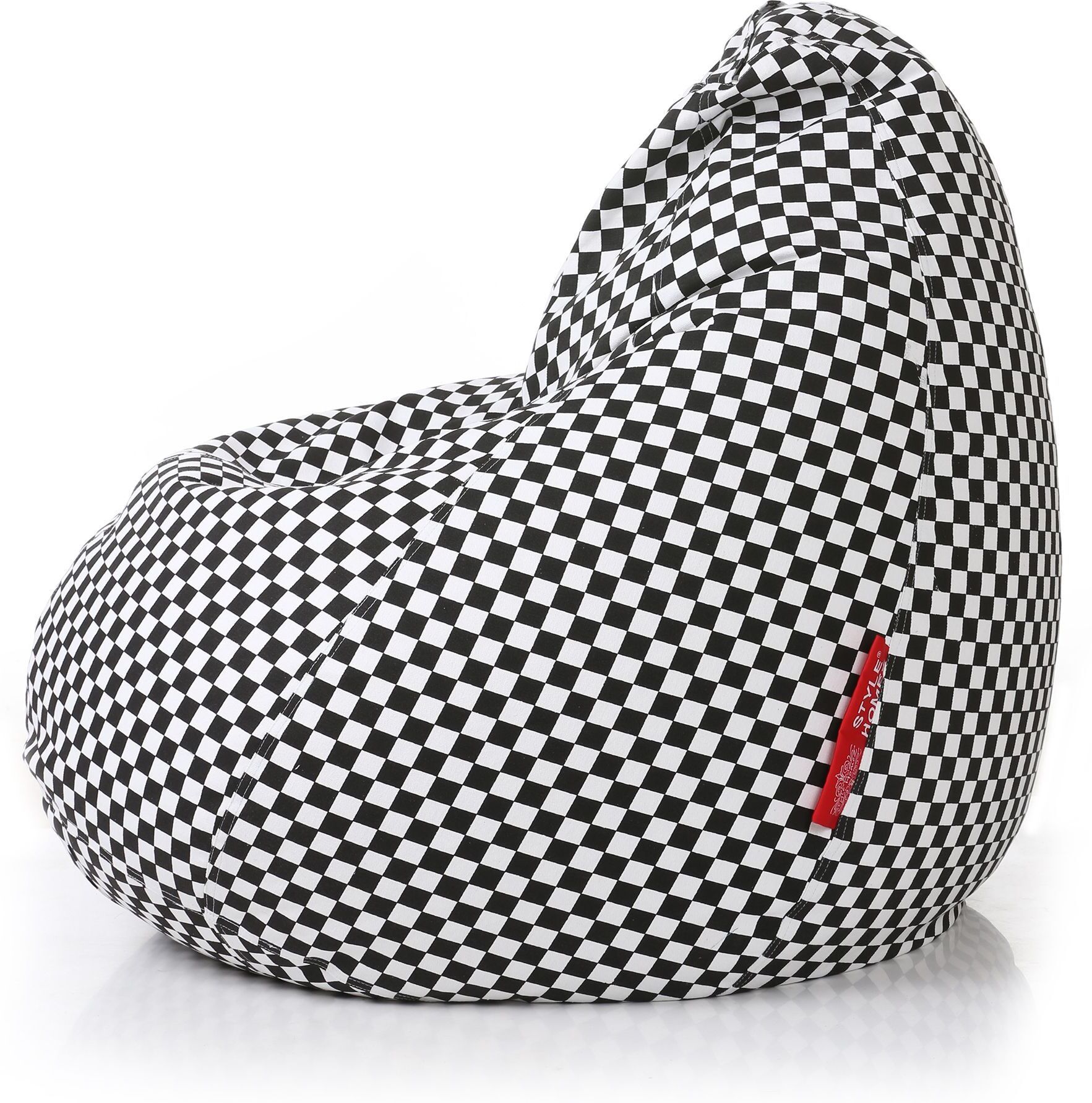 4XL Classic Cotton Canvas Checkered Printed Teardrop Bean Bag With Bean Filling-image-18