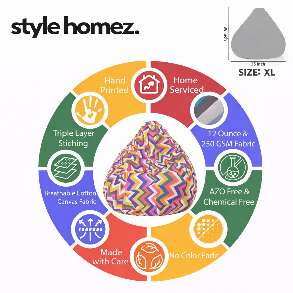 style homez XL Tear Drop Bean Bag Cover (Without Beans)-picture-30