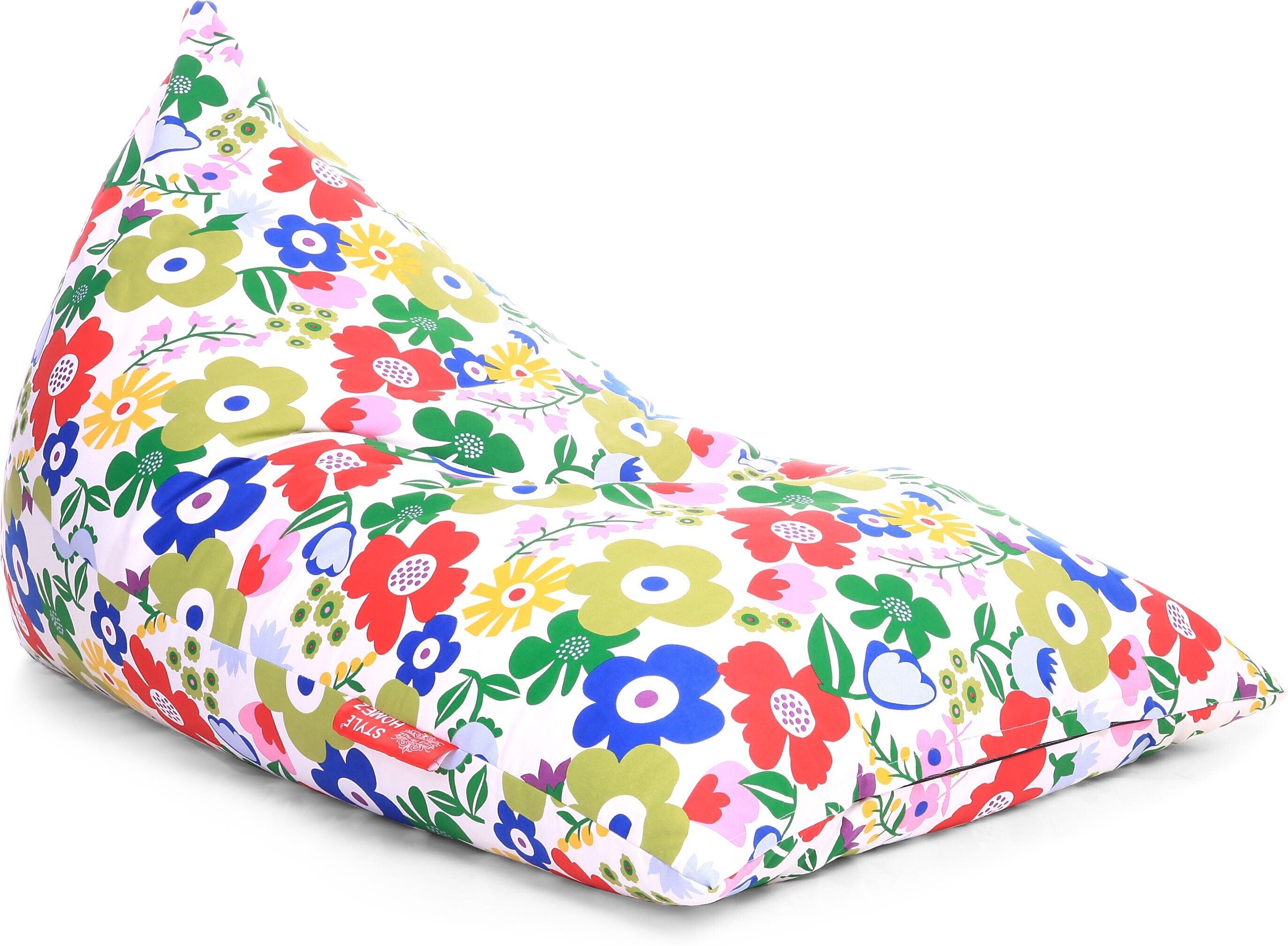 style homez XXL Pyramid Cotton Canvas Floral Printed Lounger Bean Bag With Bean Filling-picture-26