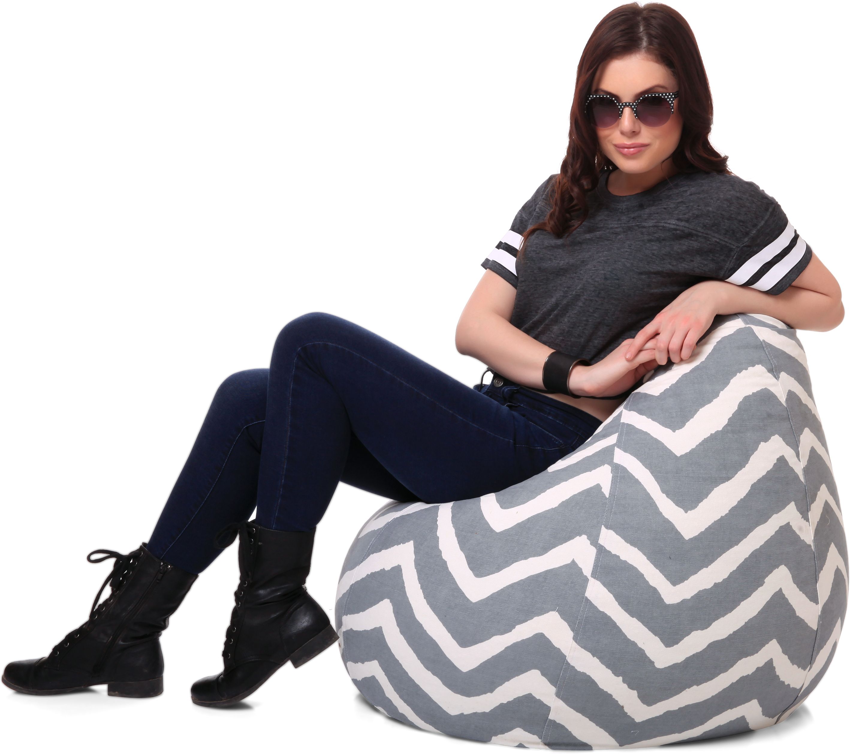 XL Classic Cotton Canvas Stripes Printed Teardrop Bean Bag With Bean Filling-image-22