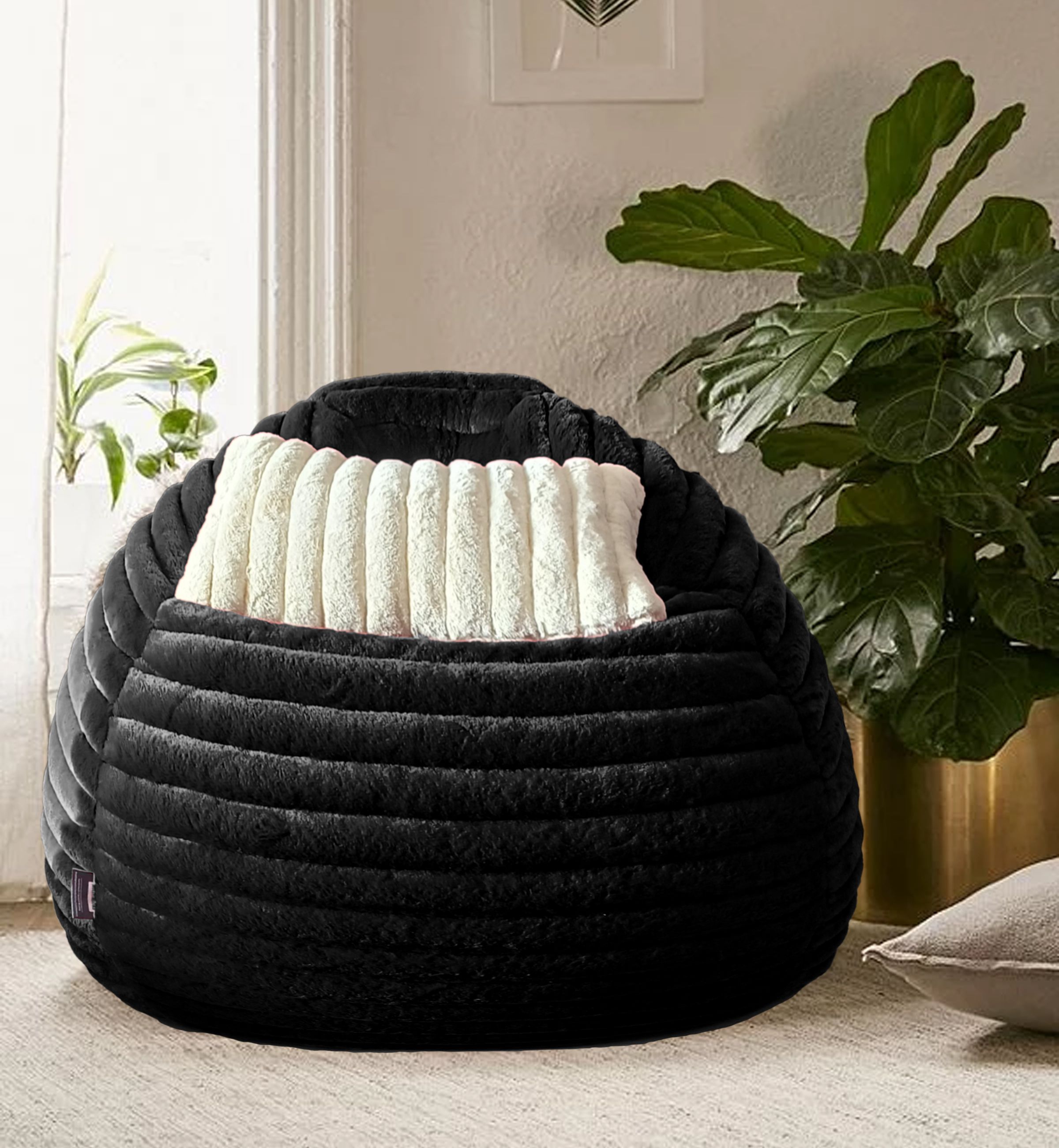 Jumbo bean bag fur stripes Teardrop Bean BagWith Bean Filling-image-12