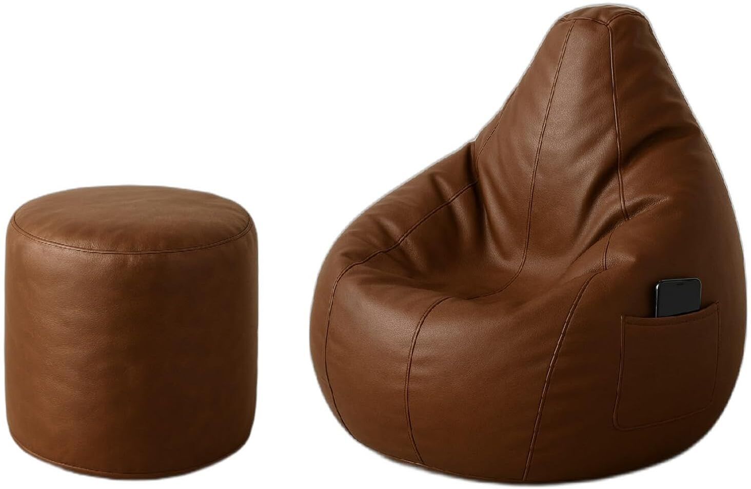 XXL 2XL Brown Bean Bag Combo With Cushion And Footrest Filled with Beans Bean Bag Sofa With Bean Filling-image-13