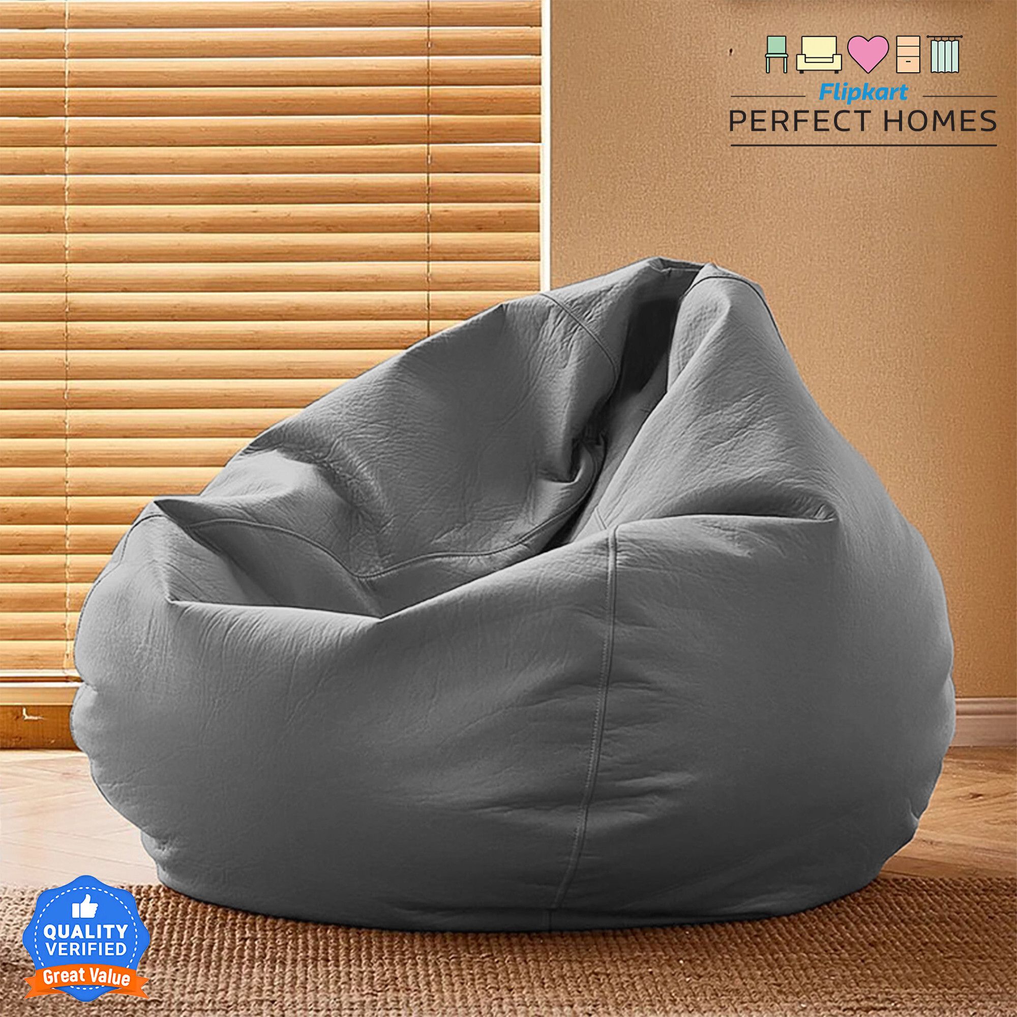 5XL CloudBean Bean Bag Sofa , Dark-Grey Teardrop Bean Bag With Bean Filling-image-16