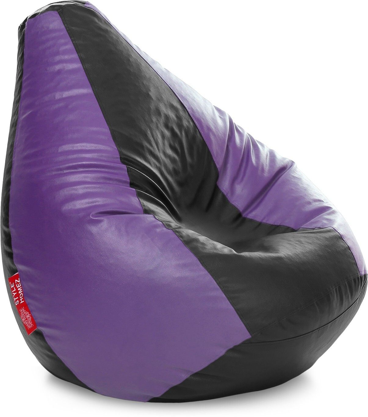 style homez XXXL Premium Leatherette Classic Black Purple Color Teardrop Bean Bag With Bean Filling-picture-10