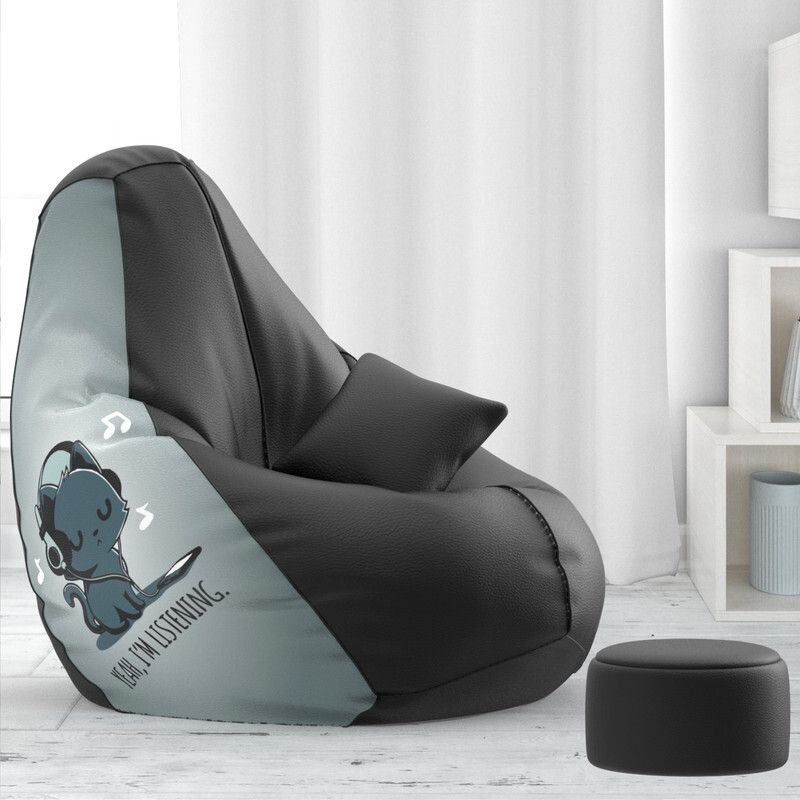 5XL Premium, Designer - Slackers Lounge Theme-Yah I am listening - Printed Teardrop Bean BagWith Bean Filling-image-35