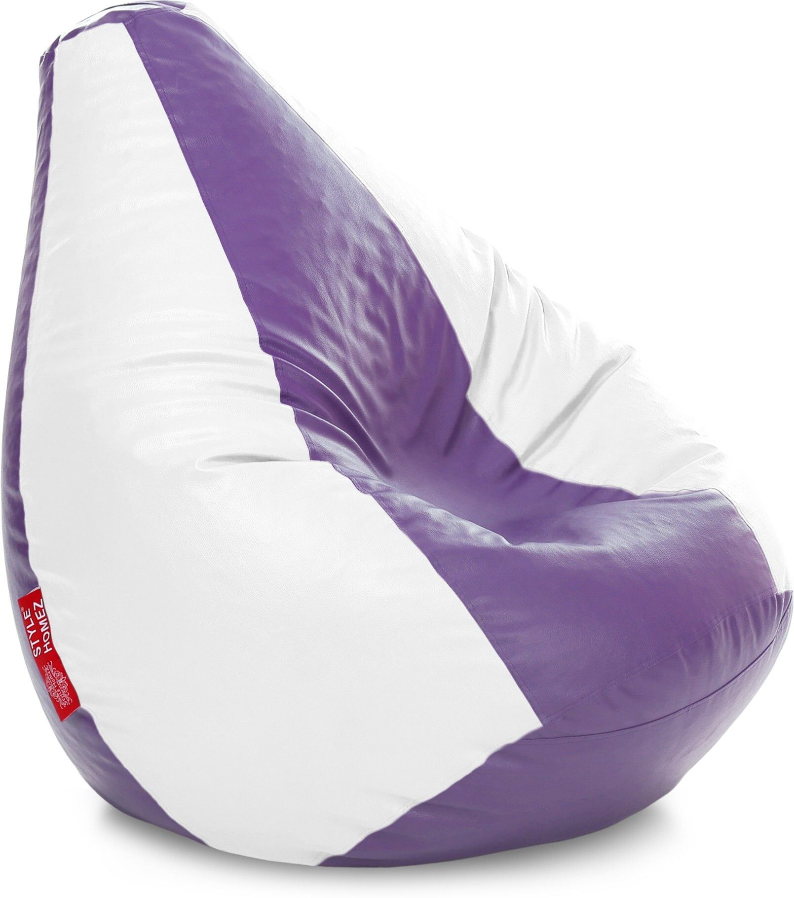 XXXL Premium Leatherette Classic Purple White Color Teardrop Bean Bag With Bean Filling-image-32